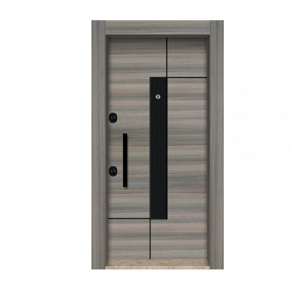 TEZ-3589 Ahşap Kaplama Düz Model Çelik Kapı Tırnaklı Kapı - 1
