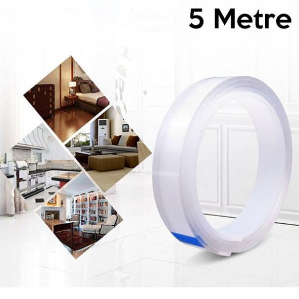 Polham Ultra Güçlü Çift Taraflı Nano Bant 5 Metre, Tablo, Askılık, Raf,İçin Süper Güçlü Bant - 2