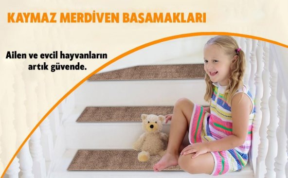 Glary Home GH40A-WNVY Kare Desenli Kaydırmaz Tabanlı 13lü Merdiven Halısı - Beyaz/Lacivert - 5