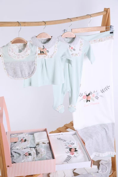 Babydola 10'lu Hastane Çıkışı %100 Pamuk Zıbın Seti Lüks Kız Bebek Takım Yenidoğan Kutulu Hoşgeldin Bebek Hediyesi 12534 - 3