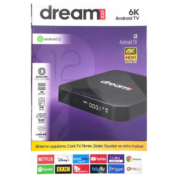DREAMSTAR İ3 2GB RAM 16GB HAFIZA 6K ANDROID 12  ULTRA HD TV BOX UYDU ALICISI - 3