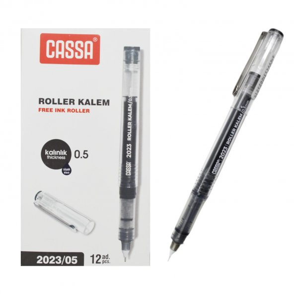 Cassa 2023 İğne Uçlu Roller Kalem 0.5 Siyah 12 Adet - Resim 3