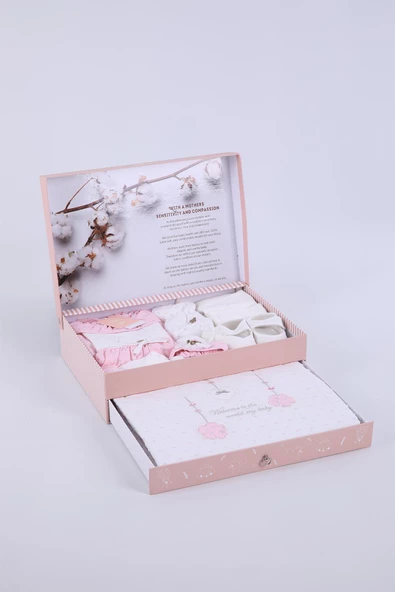 Babydola 10'lu Hastane Çıkışı %100 Pamuk Zıbın Seti Lüks Kız Bebek Takım Yenidoğan Kutulu Hoşgeldin Bebek Hediyesi 11715 - 2