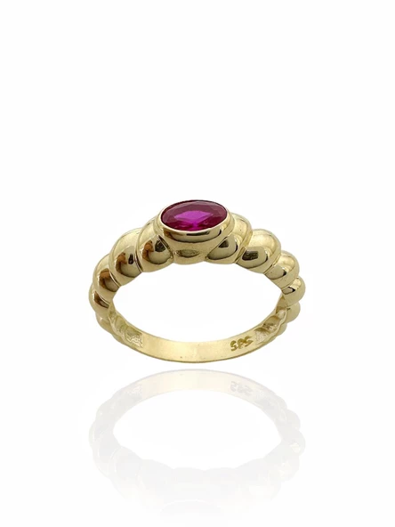 14 Ayar Altın Yakut Taşlı Üst Kalite Yüzük