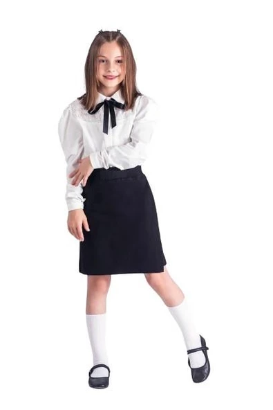 Beli Ribanalı Lastikli Likralı Çocuk Şort Etek - 10