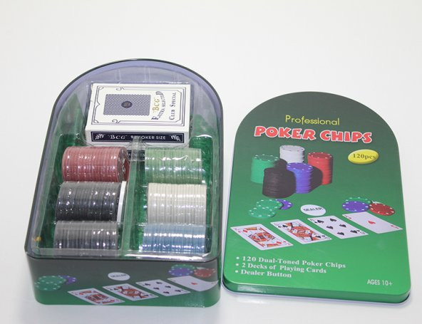 Poker Oyunu 120 Cip Oyun Setine Sahip Poker Oyun Seti Metal Kutulu 6Aly707 - 1