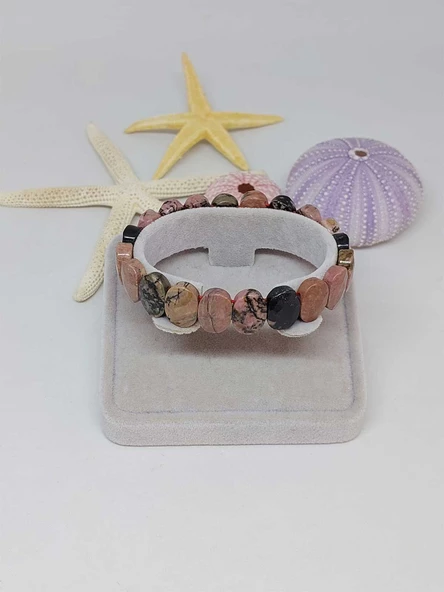 Rodonit Taşı Oval Kesim Unisex Bileklik - Resim 2