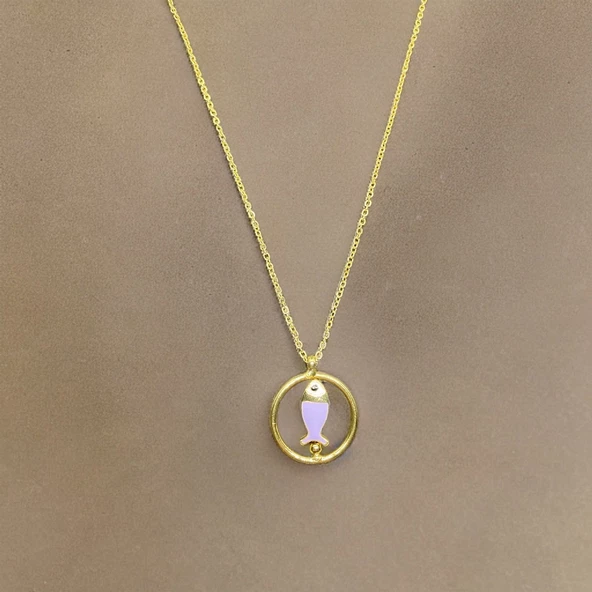 Altın Kaplama Pembe Balık Sembol Özel Günler Şık Bijuteri Kadın Kolyesi Anlamlı ve Zarif Bir Tasarım ürün görseli 1