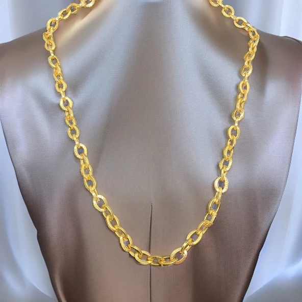 Göz Alıcı Zarafet: Altın Kaplama Kalın Zincir Model Özel Günler Şık Bijuteri Kadın Kolyesi ürün görseli 1