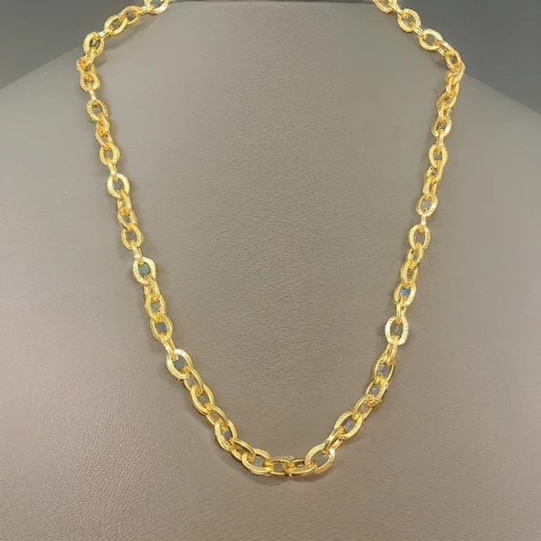 Göz Alıcı Zarafet: Altın Kaplama Kalın Zincir Model Özel Günler Şık Bijuteri Kadın Kolyesi - Resim 2