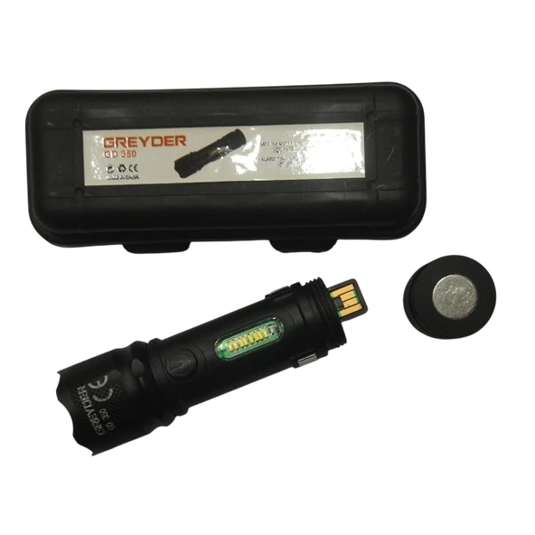 Greyder GD-350 USB Şarjlı Mıknatıslı Zoomlu El Feneri - Resim 2