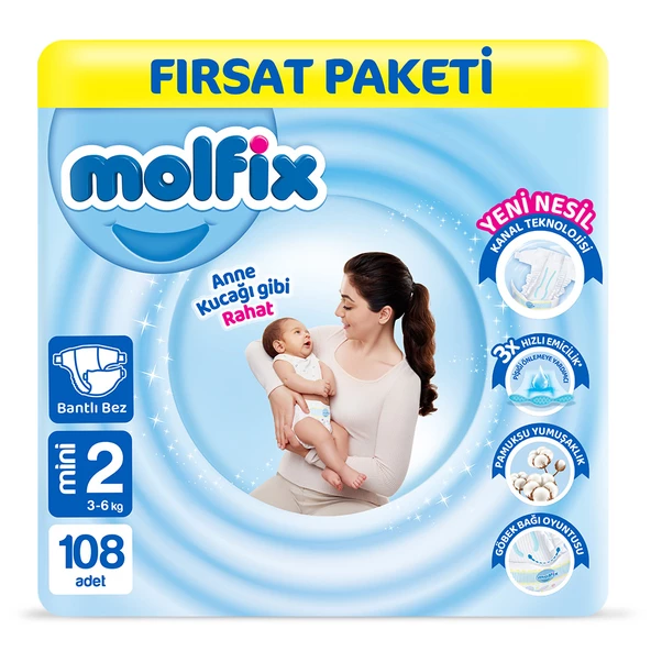 Molfix Bebek Bezi 2 Beden Mini Fırsat Paketi 108 Adet