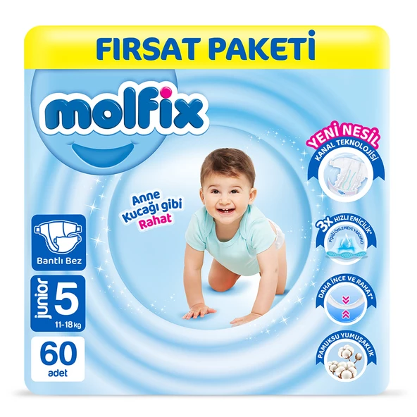 Molfix Bebek Bezi 5 Beden Junior Fırsat Paketi 60 Adet