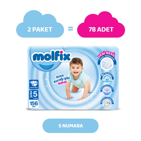Molfix Bebek Bezi 5 Beden Junior Hiper Ekonomi Paketi 156 Adet - 2