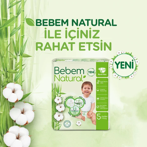 Bebem Natural Bebek Bezi 5 Beden Junior Aylık Fırsat Paketi 120 Adet - 9