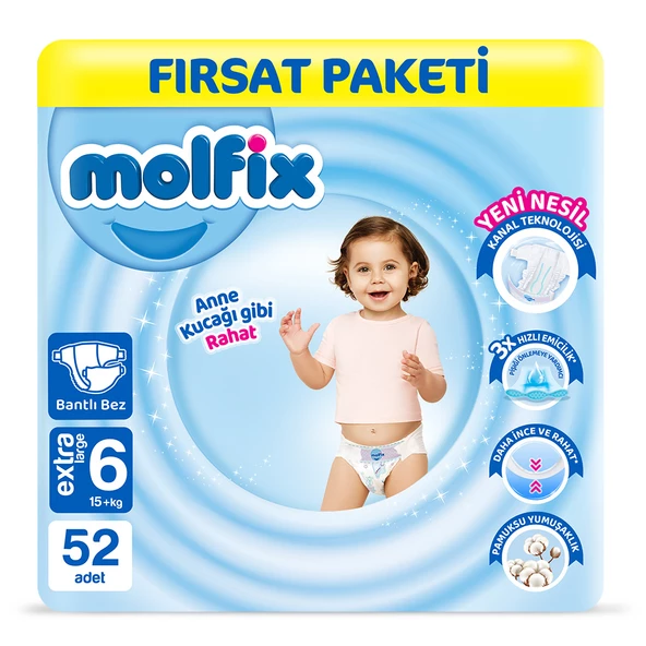 Molfix Bebek Bezi 6 Beden Extra Large Fırsat Paketi 52 Adet