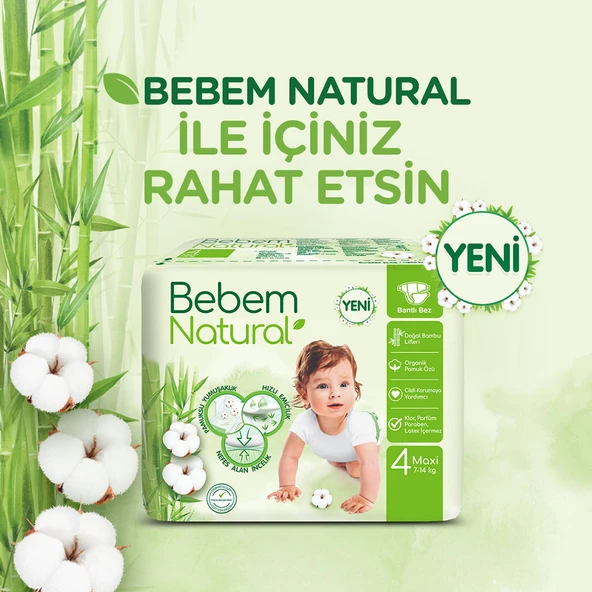 Bebem Natural Bebek Bezi 4 Beden Maxi Aylık Fırsat Paketi 150 Adet - 9