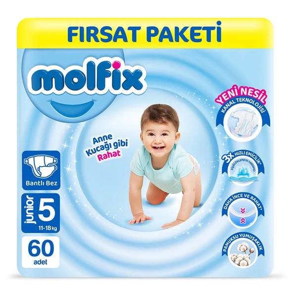 Molfix Bebek Bezi 5 Beden Junior Fırsat Paketi 60 Adet