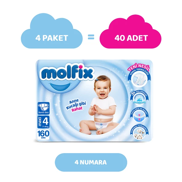 Molfix Bebek Bezi 4 Beden Maxi Aylık Fırsat Paketi 160 Adet - 2