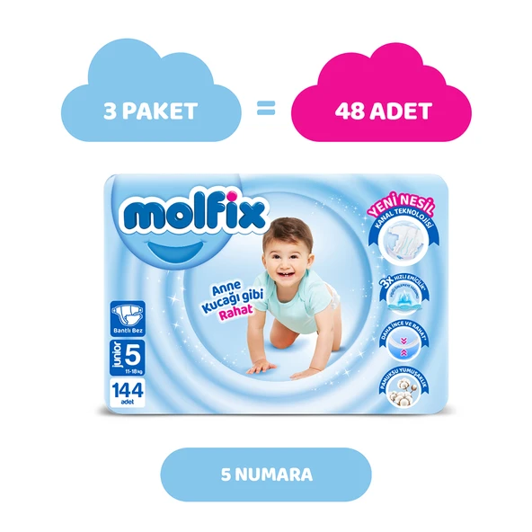 Molfix Bebek Bezi 5 Beden Junior Avantajlı Paket 144 Adet - 2