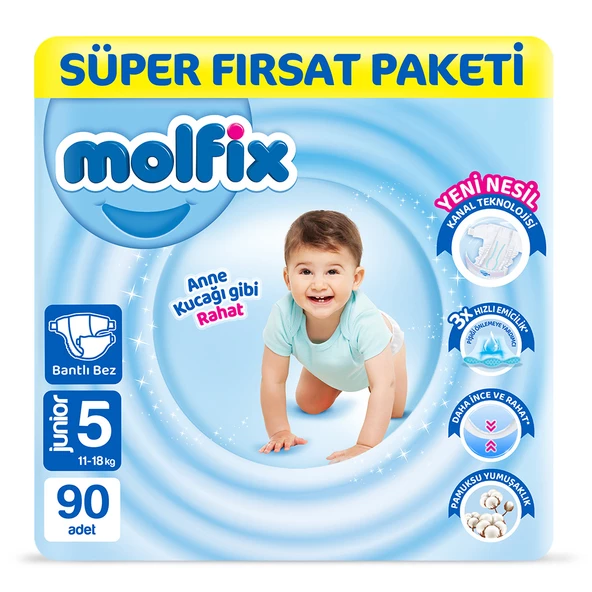 Molfix Bebek Bezi 5 Beden Junior Süper Fırsat Paketi 90 Adet