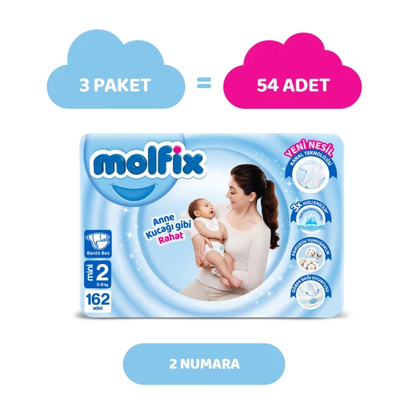 Molfix Bebek Bezi 2 Beden Mini Süper Fırsat Paketi 162 Adet - 2