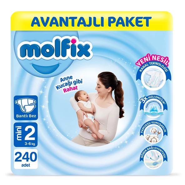 Molfix Bebek Bezi 2 Beden Mini Avantajlı Paket 240 Adet