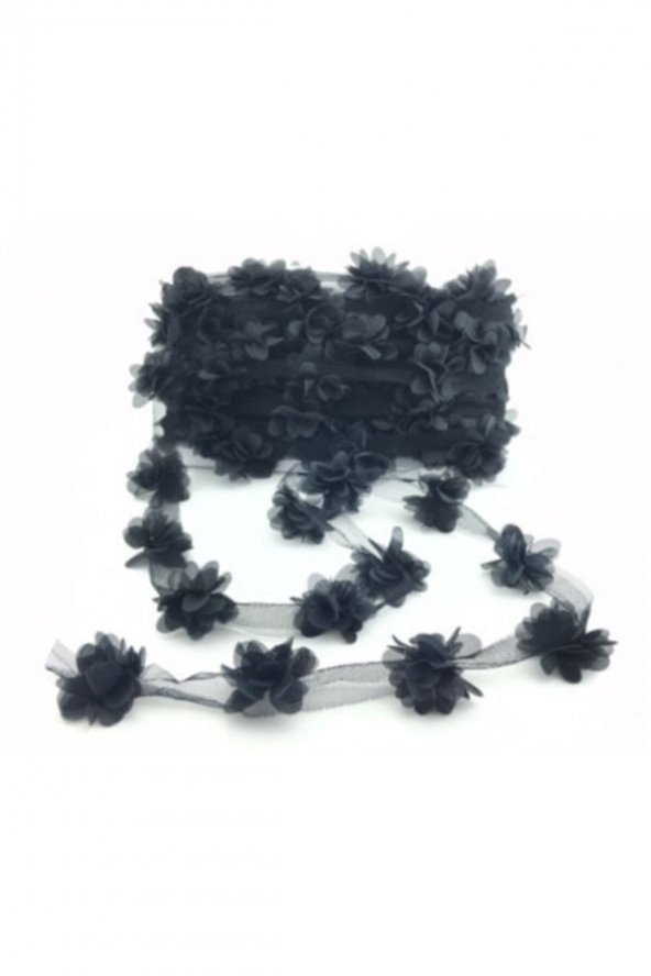 Siyah Lazer Gül 3m Lazer Kesim Gül Süsleme Paketleme Malzemesi 36 Adet Organze Kumaş Yapay Çiçekler