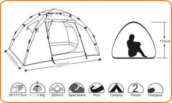 Wildland Mini Moon Nest 200 3 Mevsim 2 Kişilik Kamp Çadırı - 5