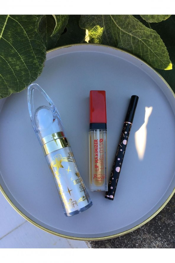Muhteşem Paket 3lü Dudak Dolgunlaştırıcı, Eyeliner Ve Vücut Simi Seti