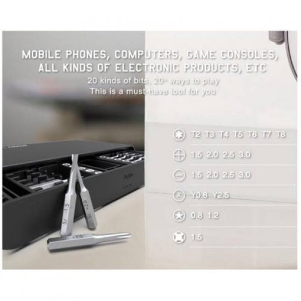 Polham JM-8170 Cep Telefonu, PC, Saat ve Kamera İçin 21 Parça Çelik Tamir Seti, Çok Fonksiyonlu - 2