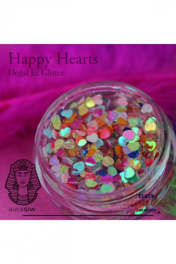 Happy Hearts - Jel Formlu Doğal Glitter