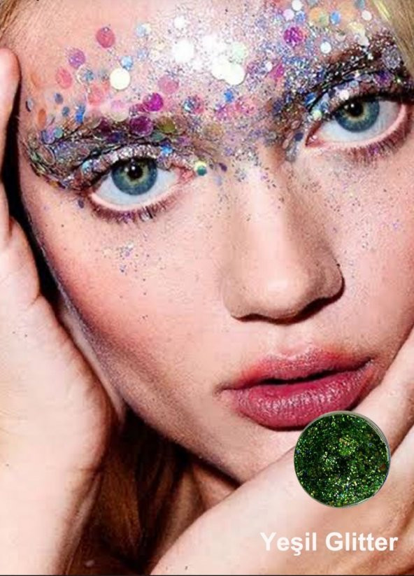 Jel form makyaj simleri Glitter ışıltılı yüz makyajı yeşil - 1