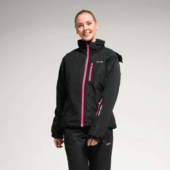 FreeCamp Kadın Kayak Montu-SİYAH-PEMBE - Resim 8