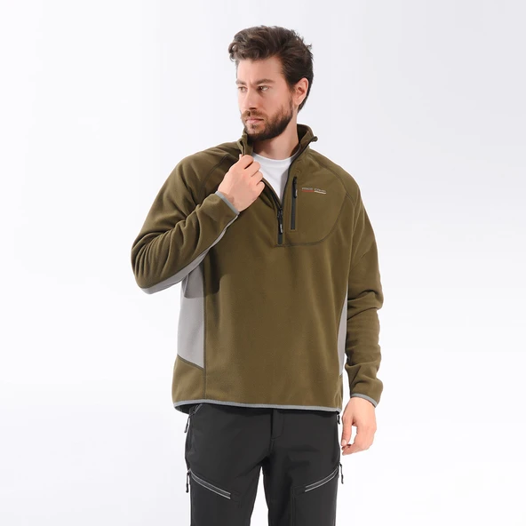 FreeCamp Man Half Zipper Fleece Polar-HAKİ - Resim 7