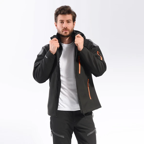 FreeCamp 3in1 Softshell Erkek Ceket-SİYAH - Resim 3
