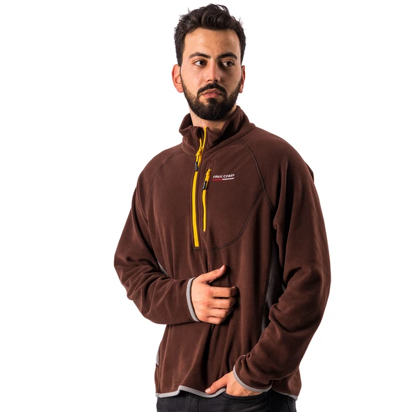 FreeCamp Man Half Zipper Fleece Polar-KAHVERENGİ - 4