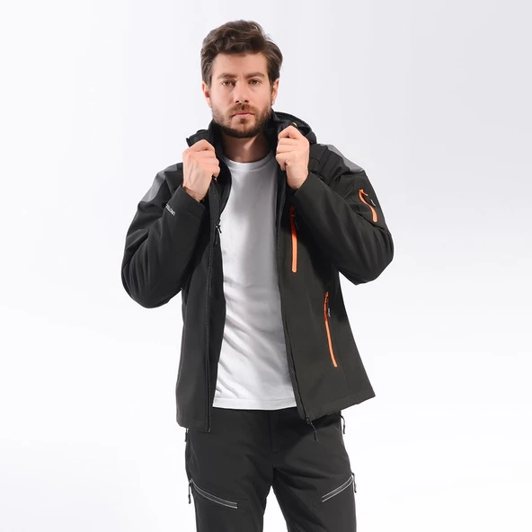 FreeCamp 3in1 Softshell Erkek Ceket-SİYAH ürün görseli