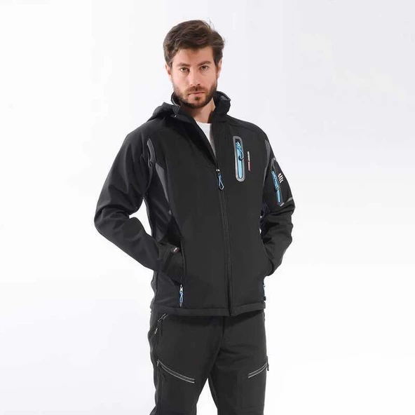 FreeCamp Eagle Softshell Ceket-SİYAH-MAVİ - Resim 2