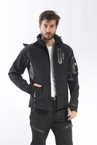 FreeCamp Eagle Softshell Ceket-SİYAH - Resim 4