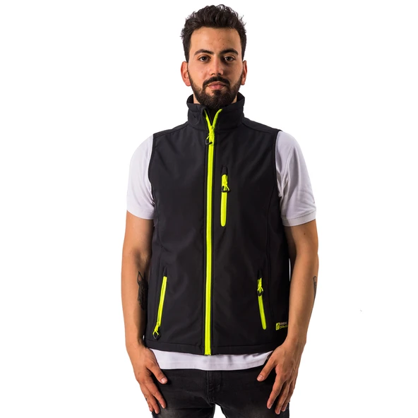 FreeCamp Vest Erkek Softshell Yelek-SİYAH - Resim 9