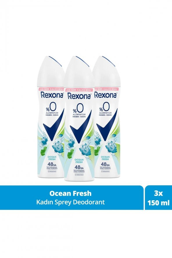 Rexona Kadın Deodorant Ocean Fresh 150 ML - 3lü Avantaj Paketi