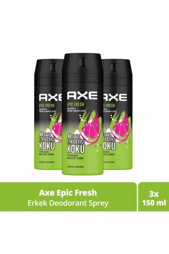 Axe Men Deodorant Epic Fresh 150 ML - 3lü Avantaj Paketi