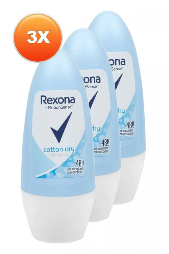 Rexona Kadın Roll On Cotton Dry 50 ML - 3'lü Avantaj Paketi