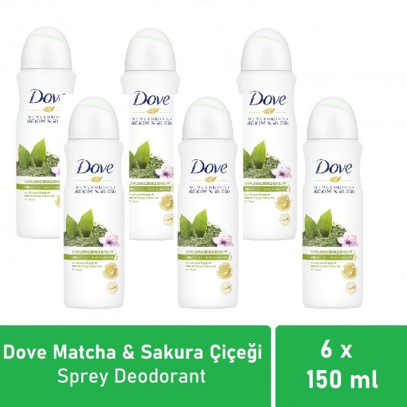 Dove Kadın Canlandırıcı Bakım Deodorant Matcha 150 ML - 6'lı Avantaj Paketi