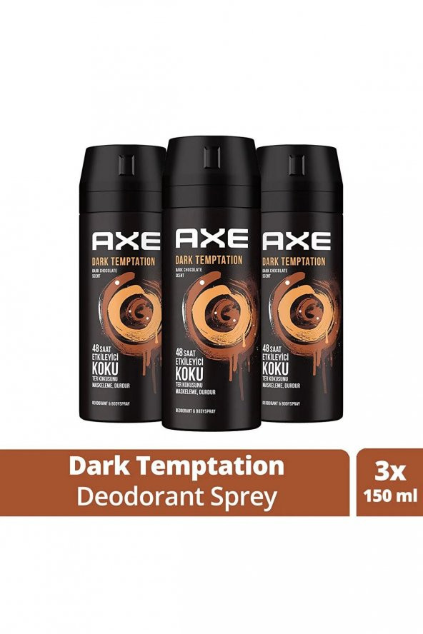 Axe Men Deodorant Dark Temptation 150 ML - 3lü Avantaj Paketi