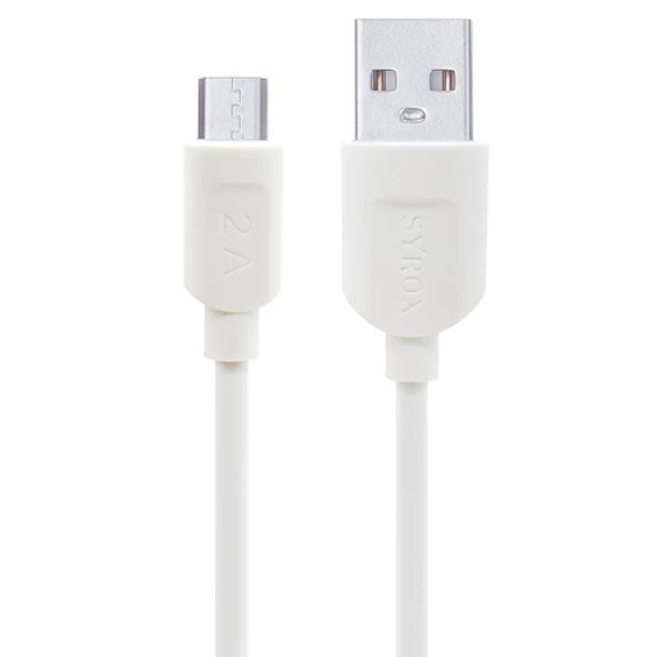 Syrox C65 Micro USB Şarj ve Data Kablo 2.0A 1mt Beyaz