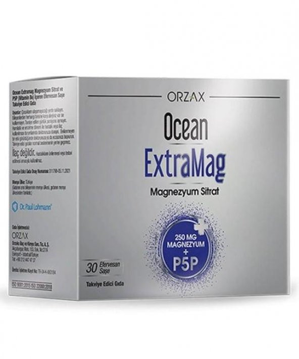 Ocean Extramag 250 Magnezyum Sitrat + P5P 30 Saşe