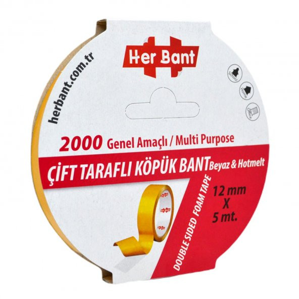 Gen-Of Çift Taraflı Köpük Bant 12mmx5m 1 Adet