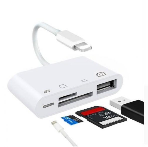 Polham İphone ve İpad için TF, SD, Hafıza Kart, USB Okuyucu Adaptör, Klavye, Kamera Adaptörü